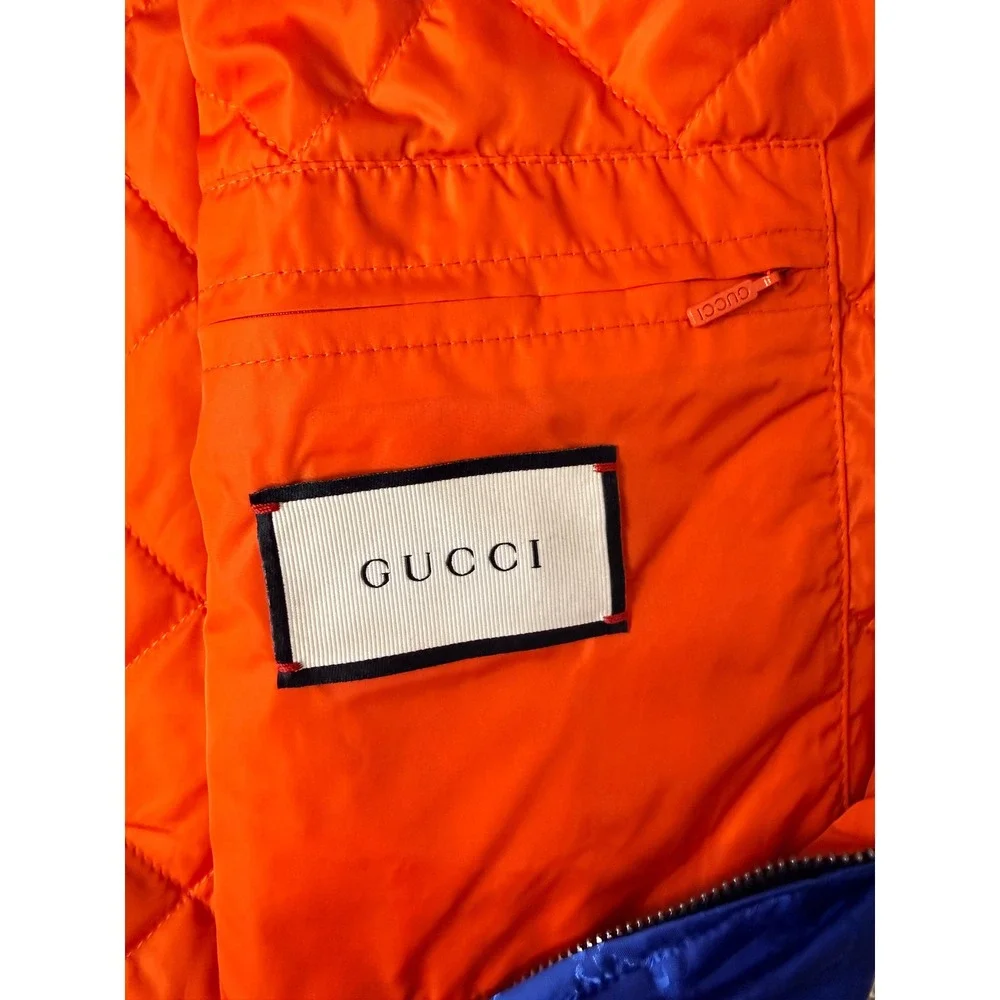 Gucci Mens Colorblock GG Monogram Hooded Windbreaker Jacket Size 50 IT Blue